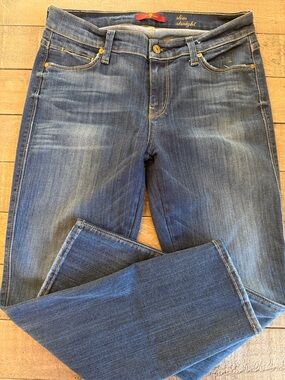 7 For All Mankind Women’s Slim Straight Jeans in Blue Denim Size 29